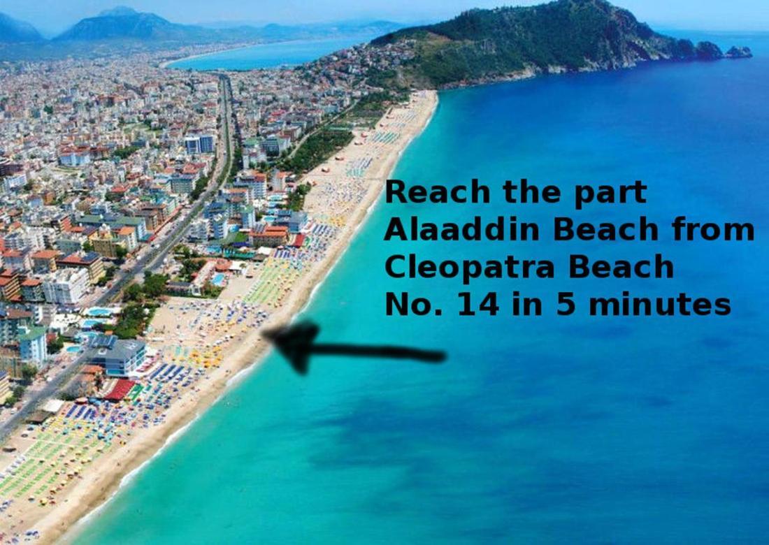 Palm Beach Cleopatra House, Beautiful Private Apartment Just 300 Meters To Cleopatra Beach 14 With Umbrellas, Bikes And Many Extras Included! Alanya Bagian luar foto